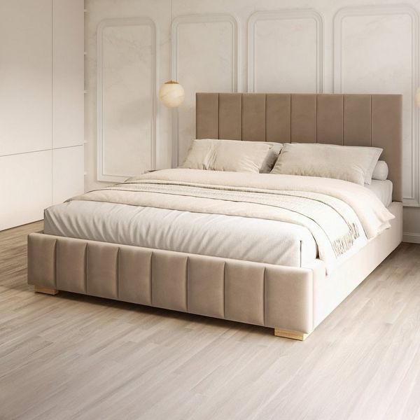FDM Polsterbett DENTON modern mit Bettkasten MADE IN EU - mit hochwertigem Paris Bezug (verfügbar 90x200 120x200 140x200 160x200 180x200cm, Bettrahmen, Bett, mit großen gepolsterten Kopfteil, mit Bettkasten zum aufklappen), Hebbarer Metallrahmen, Bettk...