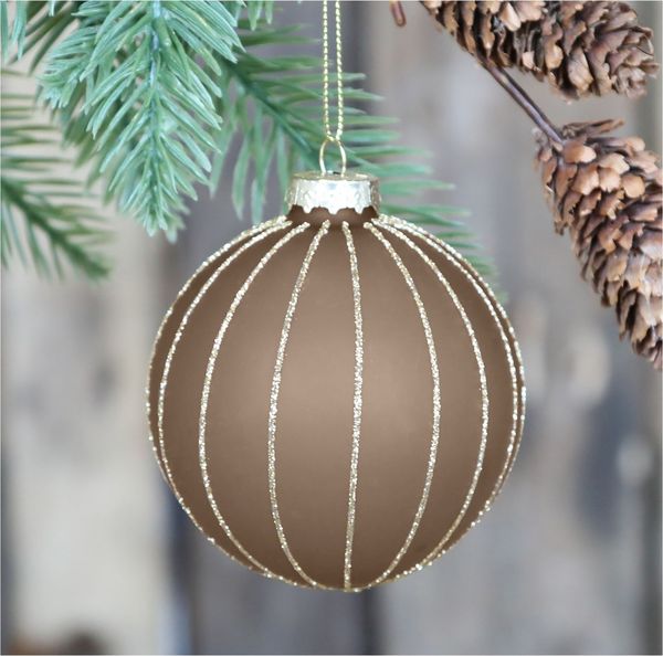 Weihnachtsschmuck Weihnachtskugel Streifen Karamell 8cm Chic Antique 51786-04