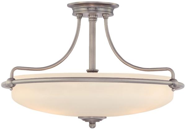 Deckenleuchte, Metall Glas, Nickel, D 42,2 cm