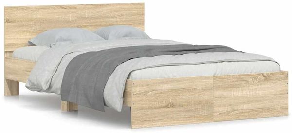 Einzelbettgestell Design für Erwachsene mit Kopfteil Sonoma-Eiche 120x200 cm d3306e