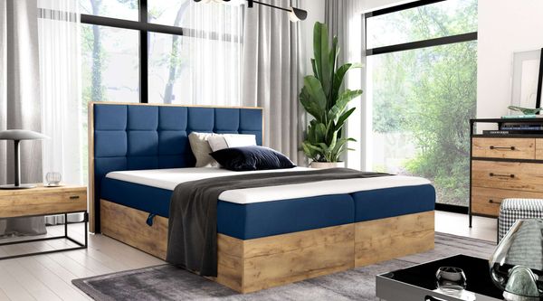 99rooms Florida Boxspringbett 120x200 cm Velours MONOLITH Dunkelblau