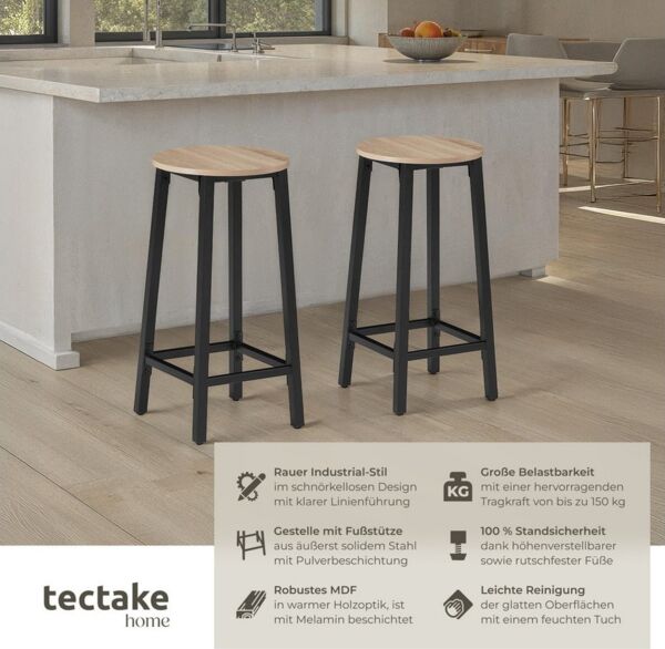 tectake Barhocker 2er Set Barhocker, Industrial Style