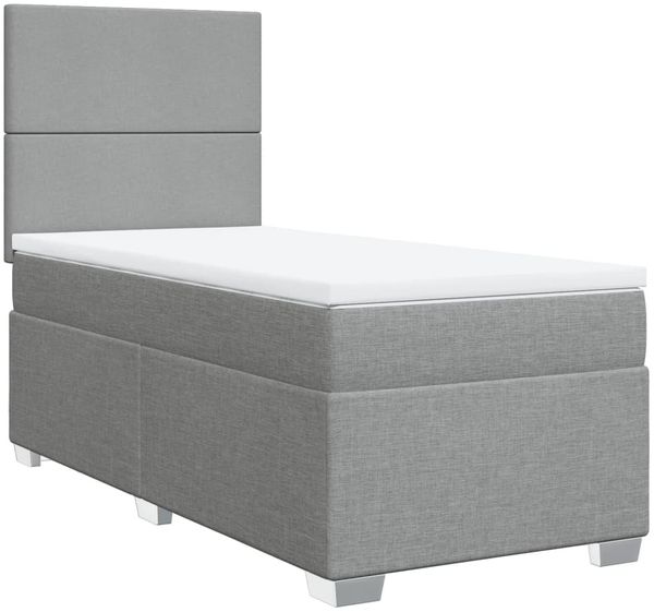 vidaXL Boxspringbett mit Matratze Hellgrau 90x190 cm Stoff 3292636 Bild 3