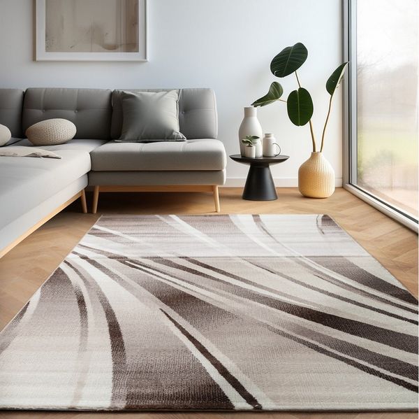 Carpettex Designteppich Abstrakt Wellen Design, Läufer, Höhe: 12 mm, Kurzflor Teppich Wohnzimmer Abstrakt Wellen Design versch. größe