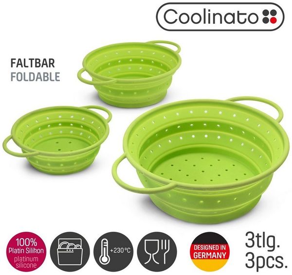 Coolinato Küchensieb Set 3tlg grün, Silikon