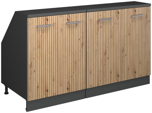 Küchenschrank für Dachschrägen R-Line Artisan-Eiche 140 cm 2er Set Schrankkorpuss 60 cm Tiefe Vicco