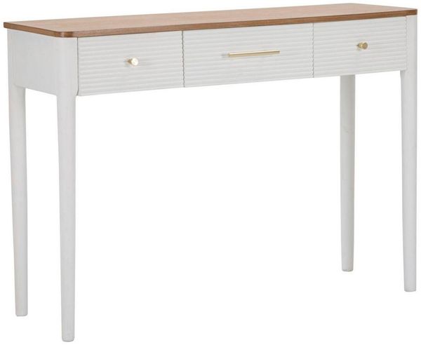 Dmora Konsolentisch Crypto, Tisch, Eingangskonsole, Regal, 107x37 h80 cm, Weiß und Braun