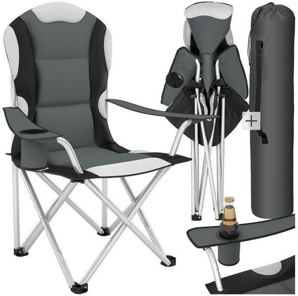tectake Campingstuhl Klappstuhl mit Polsterung (Komplettset, 1 St), faltbar, gepolstert