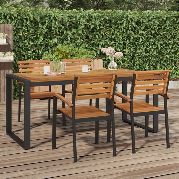 Gartentisch, Balkontisch mit Gestell U-Form 180 x 90 x 75 cm Akazie Massivholz
