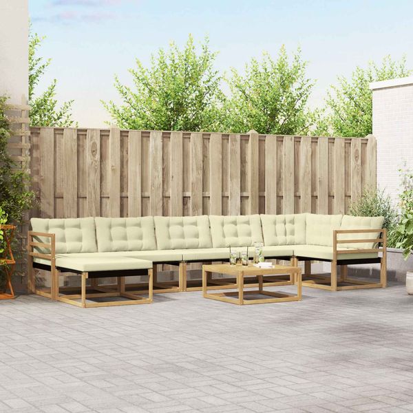 vidaXL Outdoor-Sofagarnitur 8 pcs Weiß und Creme Massivholz Akazie 3388912