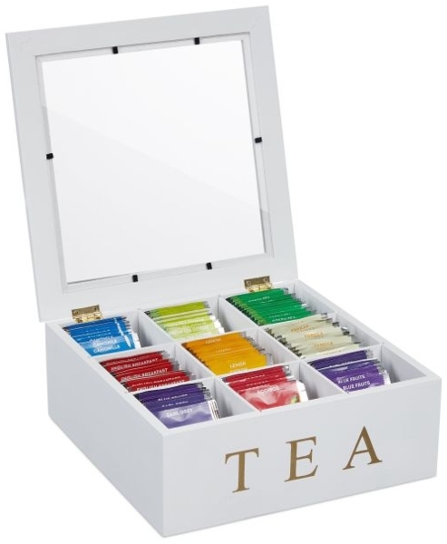 Weiße Teebox mit 9 Fächern 10047496