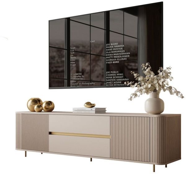 Lookway TV-Schrank MIRAGE GOLD 180 cm mit geriffelten Fronten