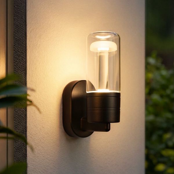 ZMH LED Außen-Wandleuchte 10W Schwarz Wandlampe 3000K 18/20 CM Außenbeleuchtung Flur, LED fest integriert, Warmweiß, Einteiliges Zylinderdesign – zeitlos & pflegeleicht