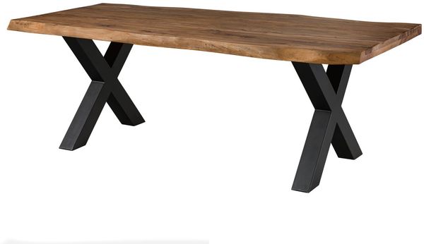 Baumtisch Sheesham 260 x 100 x 77 natur gebeizt / X-Beine anthrazit matt FREEFORM 5