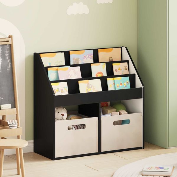 vidaXL Kinderregal Schwarz 72,5 x 29,5 x 69 cm Holzwerkstoff 892380