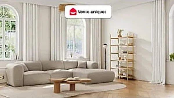 Vente-unique - POGNI Sofa StoffStoff Beige - B 165 cm x H 73 cm x L 280 cm