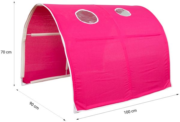 Homestyle4u Spielbett mit Tunnel, Pink, Kiefernholz pink / weiß, 90x200 cm Bild 6