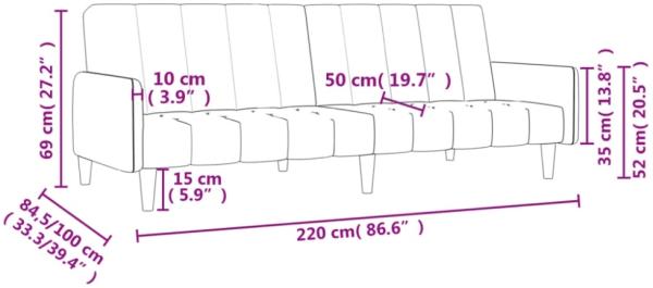 vidaXL Schlafsofa 2-Sitzer Dunkelgrau Samt, Dunkelgrün, Samt Bild 6