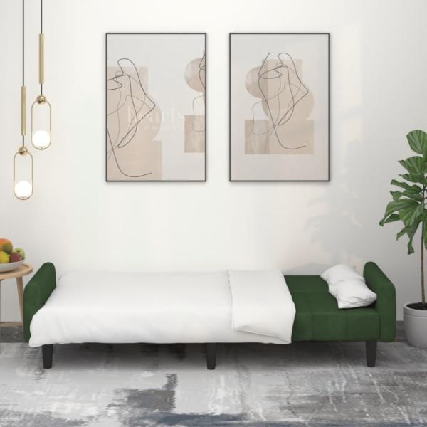 vidaXL Schlafsofa 2-Sitzer Dunkelgrau Samt, Dunkelgrün, Samt Bild 8