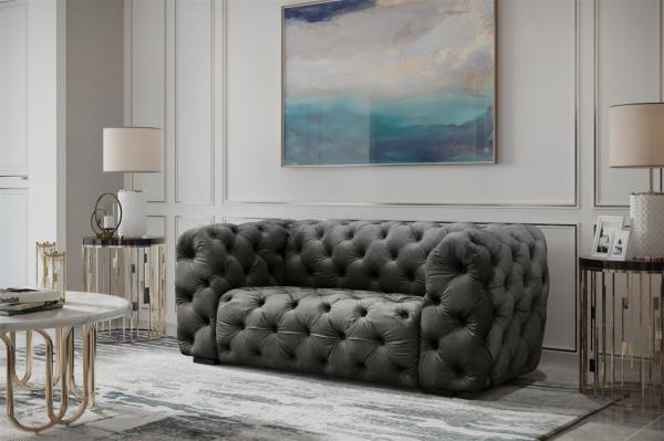 Sofa Designersofa NATALIE 2-Sitzer in Stoff Riviera Graphit