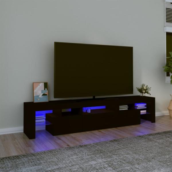 vidaXL TV-Schrank mit LED-Leuchten Schwarz 200x36,5x40 cm 3152811