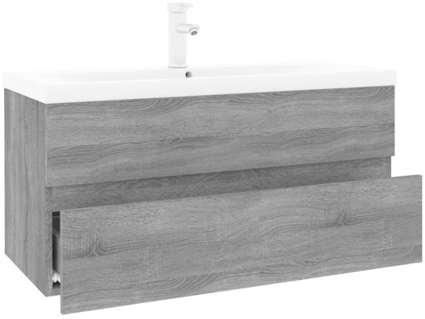 vidaXL Waschbeckenschrank mit Einbaubecken Grau Sonoma Holzwerkstoff 3152880