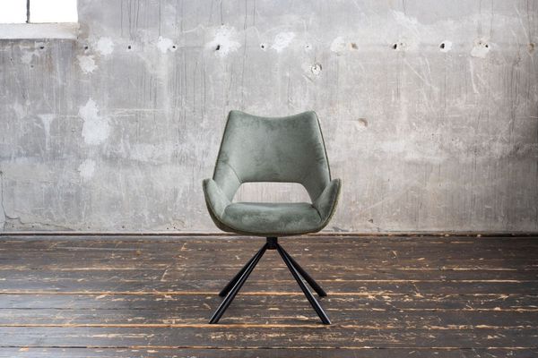 KAWOLA Esszimmerstuhl VELO Drehstuhl Stoff graugrün 89 x 61 x 57 cm