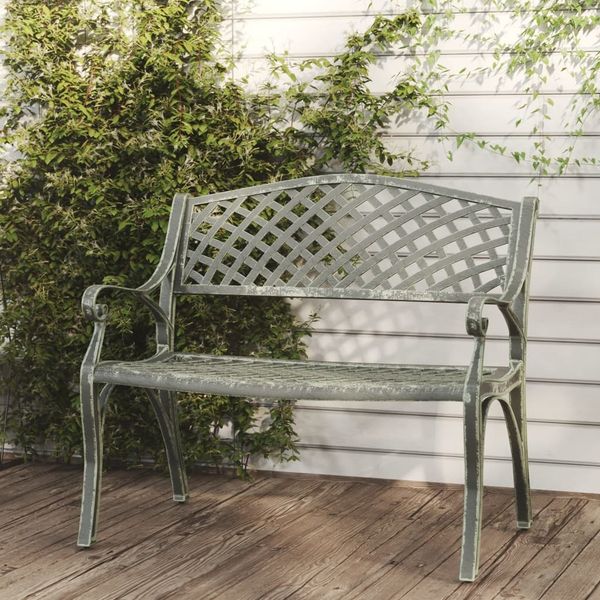 vidaXL Gartenbank 102 cm Aluminiumguss Grün 317745