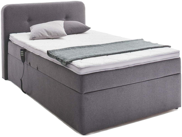 Motor-Boxspringbett Gabriella / Motor BXB Gabriola 1880, Stoff, Grau, Schwarz, 130 x 104 x 213 cm