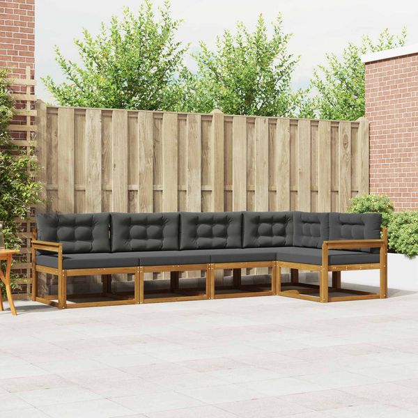vidaXL Outdoor-Sofagarnitur mit Kissen 5 pcs Natur und Anthrazit 3367570