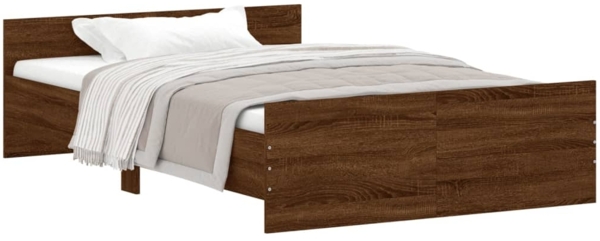 vidaXL Bettgestell mit Kopf- und Fußteil Braun Eiche-Optik 120x200 cm 3203746