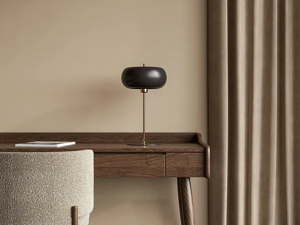 Vente-unique - KERRY Table lamp Metall SchwarzGold - B 26 cm x H 50 cm x L 26 cm