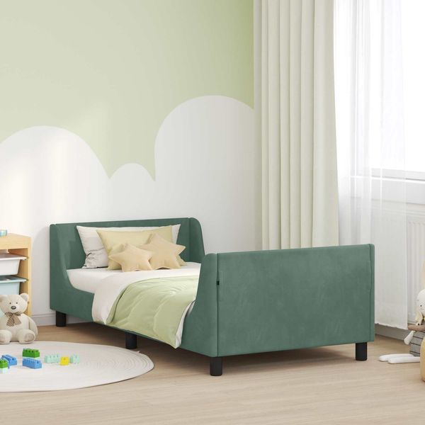 vidaXL Kinderbettgestell mit Kopfteil Meergrün 80 x 200 cm Samt 42010872