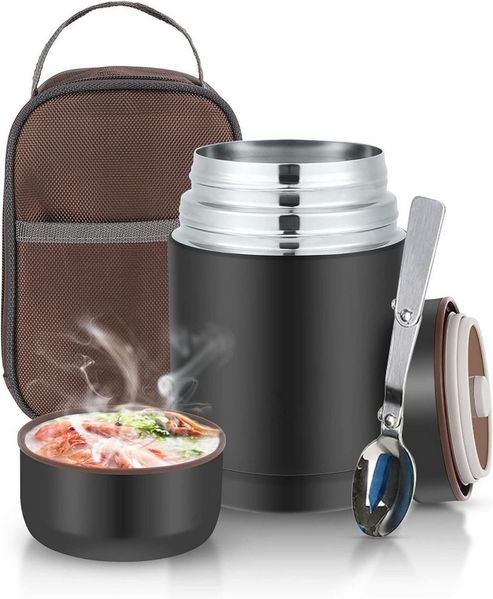 Refined Living Thermobehälter 800 ml Thermobehälter für Essen, Edelstahl Wärmebehälter für speisen, Edelstahl, (Auslaufsicherer Essensbehälter, Speisegefäß für unterwegs, 12 Stunden Heiß, 12 Stunden Kalt, Lebensmittelsicher & BPA-frei, Isolierbecher fü...