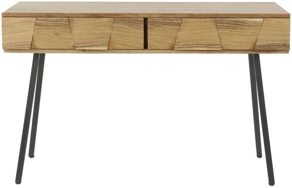 Konsole Ficha aus Akazienholz, modern mit Loft Design, Natur, 2 Schubladen, 120 cm breit