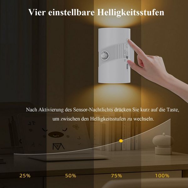 Forrlite Nachtlicht LED Nachtlicht Wandlampen mit Magnetfunktion & Bewegungssensor, LED fest integriert, Tageslichtweiß, Warmweiß, Neutralweiß, Wiederaufladbar Schlafzimmer Wohnzimmer Flure Badezimmer