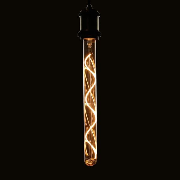 ZMH LED Edison Glühbirne Röhrenlampe E27 Vintage Glühlampe in Röhrenform 300mm 4W Warmweiß Spirale Filament Antike Nostalgie und Retro Beleuchtung für Haus Café Bar Party, nicht dimmbar