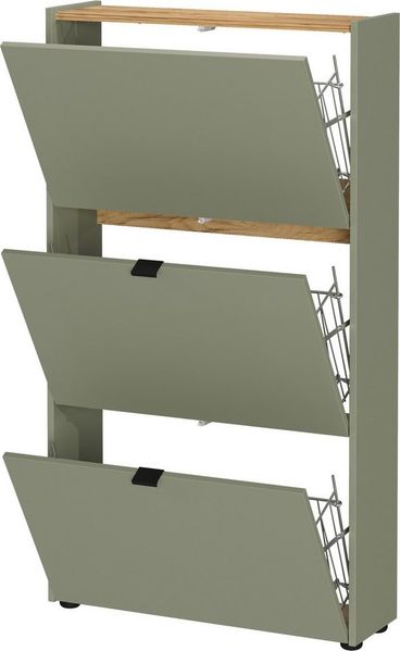 Germania Schuhschrank 3235-629, in Taupegrün/Navarra-Eiche-Nb, mit Klappendämpfung, 71 x 126 x 22 cm (BxHxT) Bild 4
