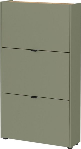 Germania Schuhschrank 3235-629, in Taupegrün/Navarra-Eiche-Nb, mit Klappendämpfung, 71 x 126 x 22 cm (BxHxT)