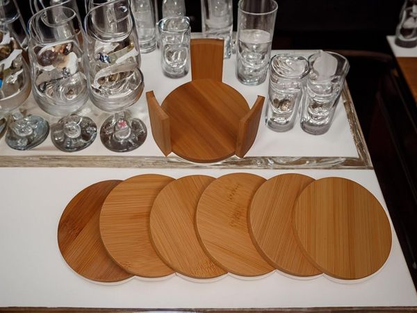 hausleben Glasuntersetzer rund, 11,5x11,5x7cm, Bambus, 12-tlg, umweltfreundlich, Natur