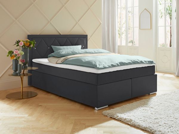 Leonique Boxbett Alfie, Bestseller, wahlweise mit Bettkasten, mit Straßsteinen im Kopfteil, H2, H3 und H4 wählbar