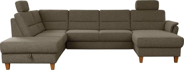 Home affaire Wohnlandschaft Palmera U-Form, B: 308 cm, optional Bettfunktion & Bettkasten, Federkern