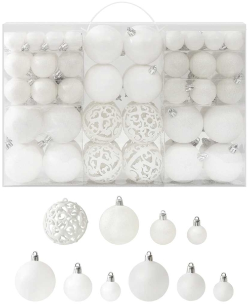 vidaXL 100-tlg. Weihnachtskugel-Set Weiß 330082