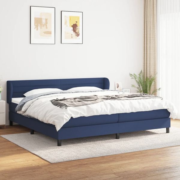 vidaXL Polsterbett mit Matratze Stoff Blau 200x200 cm
