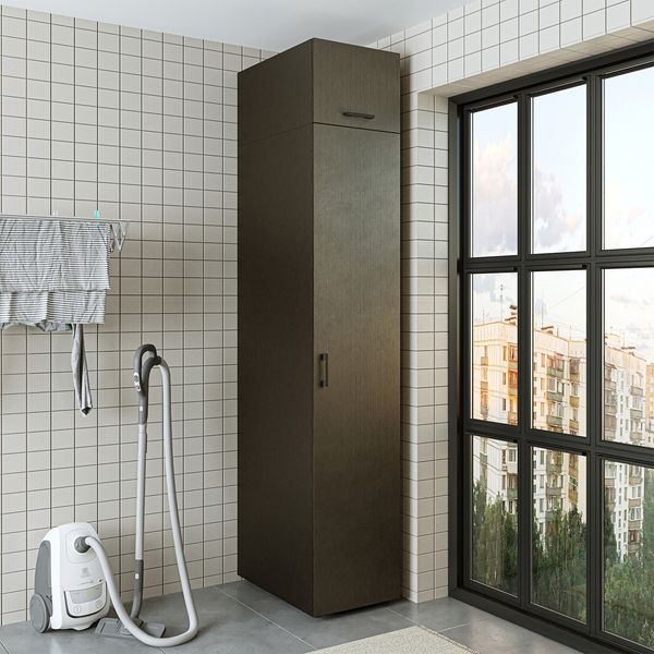Roomart Hochschrank 45 cm breit – kombinierbar mit SERIE 2, 3 & DUO - Badschrank/Mehrzweckschrank mit Einlegeboden • Schwarz-Eiche