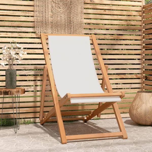 vidaXL Liegestuhl Teak 56x105x96 cm Creme 43802