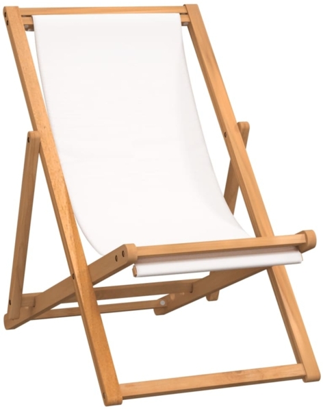 vidaXL Liegestuhl Teak 56x105x96 cm Creme 43802