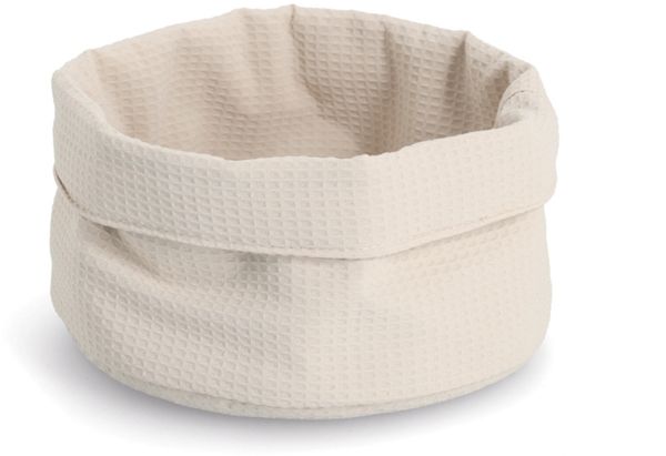 ZELLER 14533 Aufbewahrungskorb Ø 25 cm in CREME Waffelpiqué, Polyester / Korb