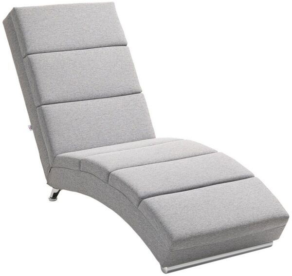 HOMCOM Relaxsessel Loungesessel Chaiselongue mit Leinenoptik, Stahlbeine (Relaxsliege, 1-St, Polstersessel mit Rückenlehne), für Wohnzimmer Hellgrau
