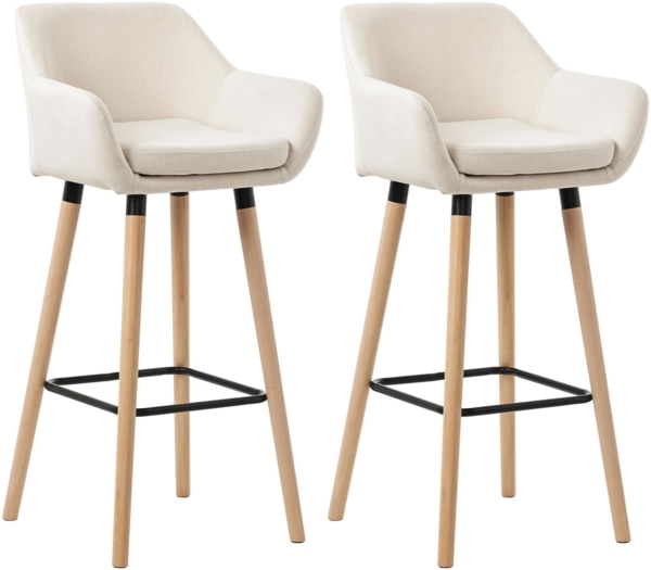 CLP 2er Set Barhocker Grant Stoffbezug Gestell aus Buchenholz bis 150 kg,beige